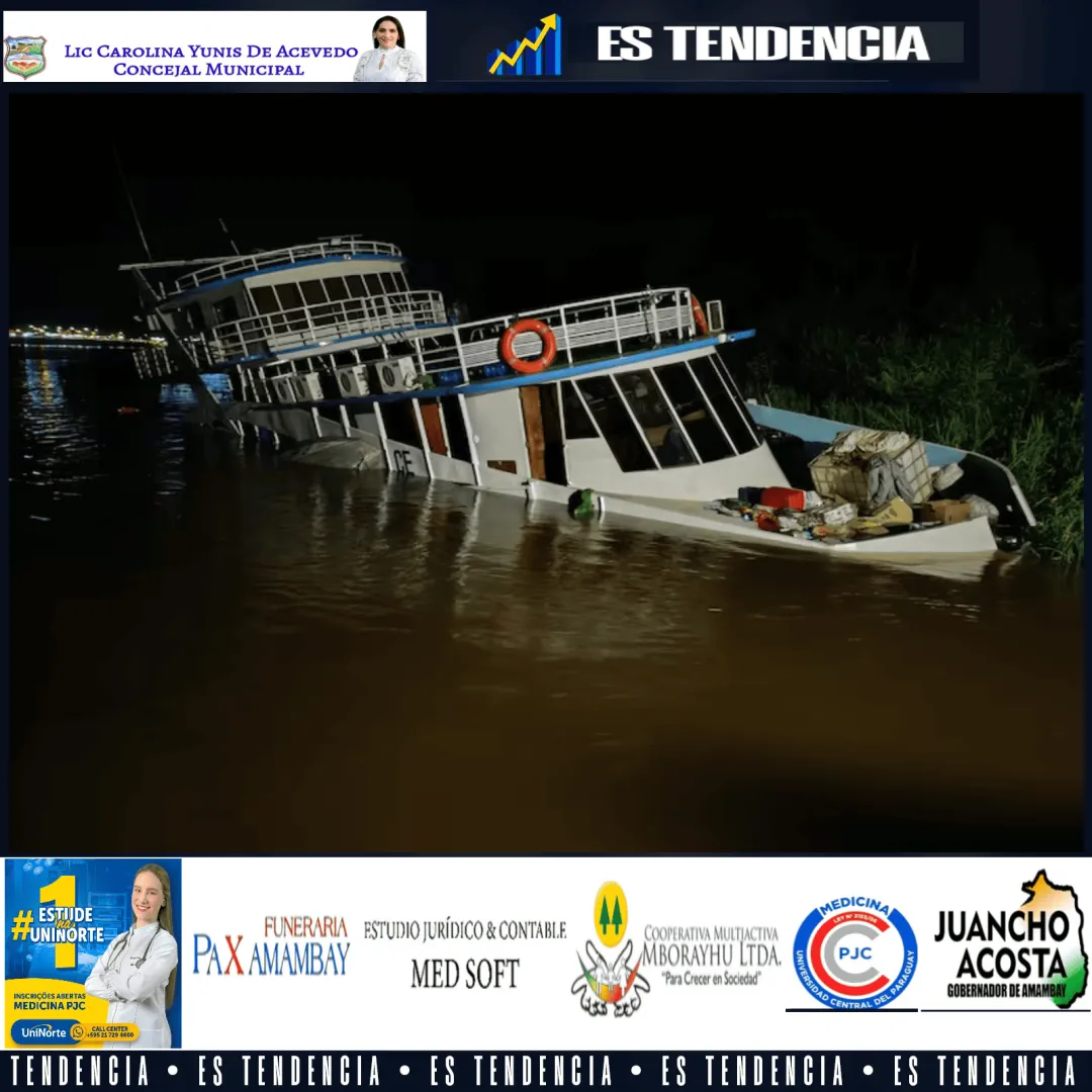 Yate turístico se hunde parcialmente en el río Paraguay