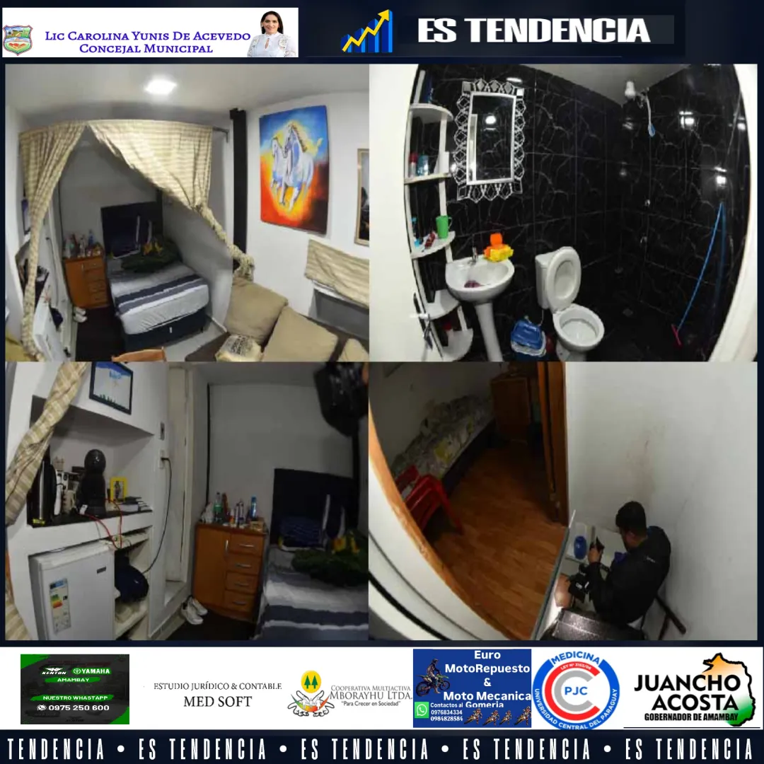 Frigobar, TV led y otros lujos: Así se ven por dentro las celdas vips del penal de Emboscada